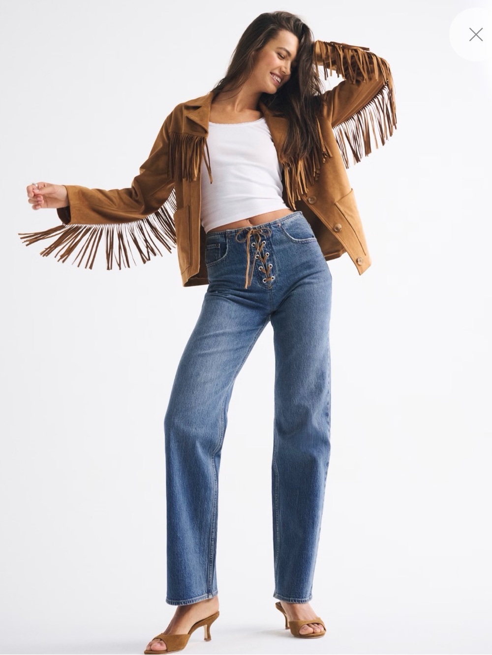 High Rise 90s Relaxed Vegan Suede Lace Jean Size 25
